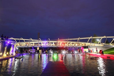 Rach Events set up the main DJ stage at the center of the bridge above the park's reflecting pool.