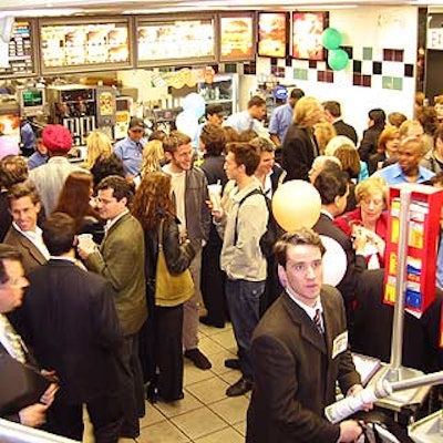 Guests crowded in front of the counters to make their food orders.