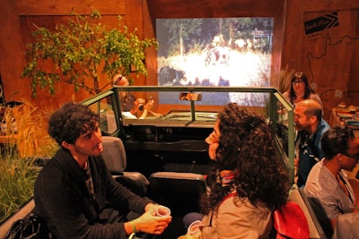 The virtual safari for South African Tourism was another area built by the event's production team. Attendees could hop in a Jeep and watch videos on a screen.