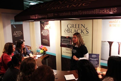 Inside its café-style setup, Green & Black's hosted a tasting tour of its chocolate products.