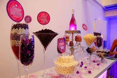 Sponsor Hpnotiq's candy display sat next to the cupcake stand on the ground floor of the Moore Building.