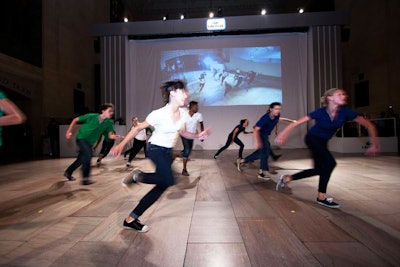To open the festivities, Lacoste brought in a flash mob of dancers from Gallim Dance Company and social media fans selected from auditions. The troupe wore the L.12.12 polos in white, green, and blue, the same colors as the bottles in the fragrance collection.