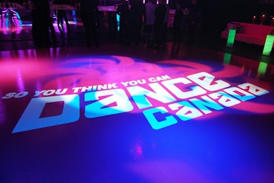 The pink dance, emblazoned with the So You Think You Can Dance Canada logo, floor took up the centre of the room.