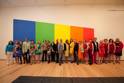 Some guests wore outfits inspired by the Ellsworth Kelly piece 'Blue, Green, Yellow, Orange, Red.'