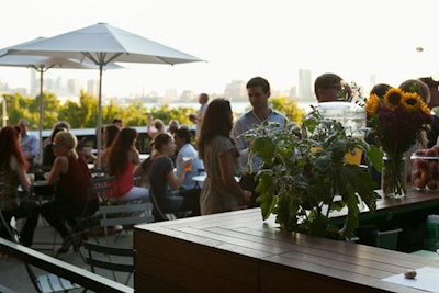 The Porch, which is the 600-square-foot lower-level area adjacent to the Chelsea Market Passage, is an outdoor section that can be used for smaller groups. The Porch can hold 45 people seated or 60 for receptions.