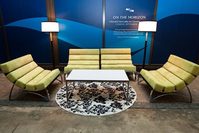 Cort provided lounge areas to create intimate seating areas in the large space.