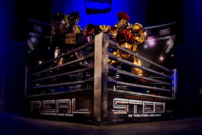 Posters from the Real Steel decorated the space.The futuristic movie has robots battling in the boxing ring.