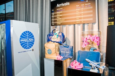 A mini airport lounge sat adjacent to the Pan Am-branded photo booth.