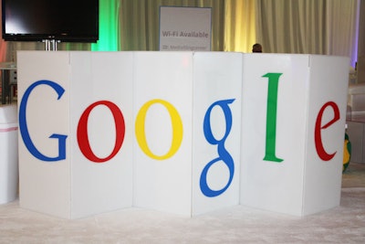Just inside the entrance there were three four-foot-tall columns adorned with the Google name.
