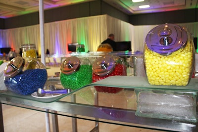 A self-serve candy bar offered sweets in the signature Google colors of blue, green, red, and yellow. Google also provided breakfast, lunch, and dinner from Centerplate.