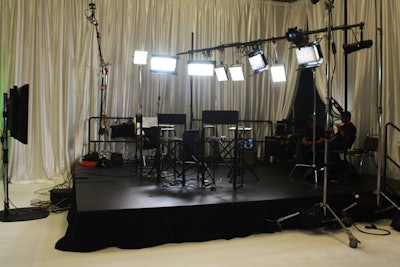 Fox News broadcast from an open studio in one corner of the room before, during, and after the debate.