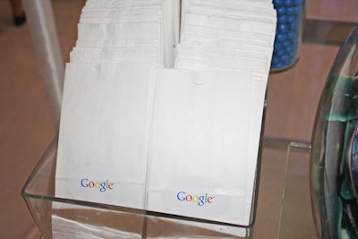 Google's name was visible throughout the room, even on paper bags at the self-serve candy station.