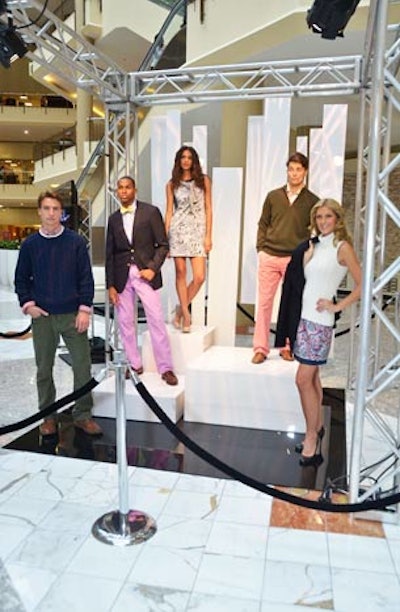 Vineyard Vines had a roving-runway showcase outside its store on Saturday, including an appearance by its whale mascot.