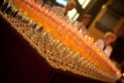 Guests scooped up champagne from servers at the entry and elsewhere throughout the festive party.