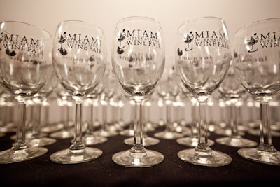 Glasses sporting the Miami International Wine Fair logo were passed out to attendees as they arrived.