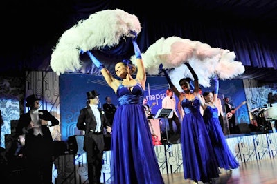 A Zeigfeld Follies-style performance entertained guests at dinner.