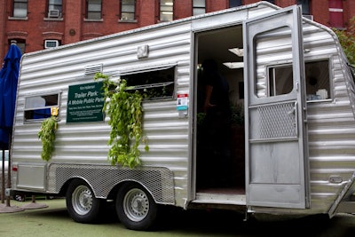 Kim Holleman's project was also housed inside a container. The artist created a portable park inside a reclaimed trailer and parked the piece in Dumbo for the weekend.