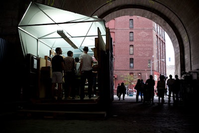 The festival's organizers also used the Manhattan Bridge Anchorage area to display Mac Premo's 'The Dumpster Project,' which used a 30-foot-long trash bin as a gallery space.