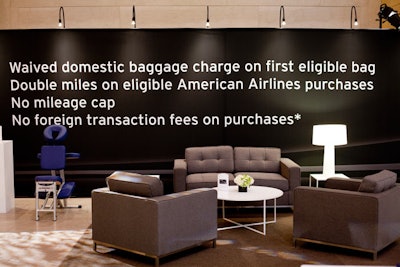 In addition to opening the airport lounge to the public for the first time, the financial services company and airline sought to showcase the travel experiences and perks their new co-branded credit card offers members, articulating such benefits in the decor as well as the complimentary services available on site.