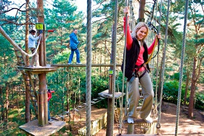 Go Ape's treetop adventure course is complete with “Tarzan” swings and five zip lines at Rock Creek Regional Park in Rockville, Maryland.