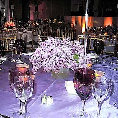 Tables had a lavender, green or peach motif with small bouquets surrounded by tea lights.