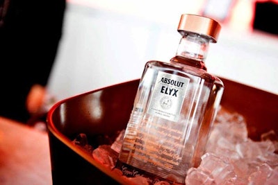 Guests sipped on Absolute Elyx vodka on ice with strawberries or a twist.