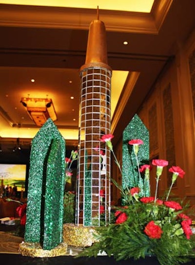 Volunteers created centerpieces meant to evoke the fictional Emerald City.