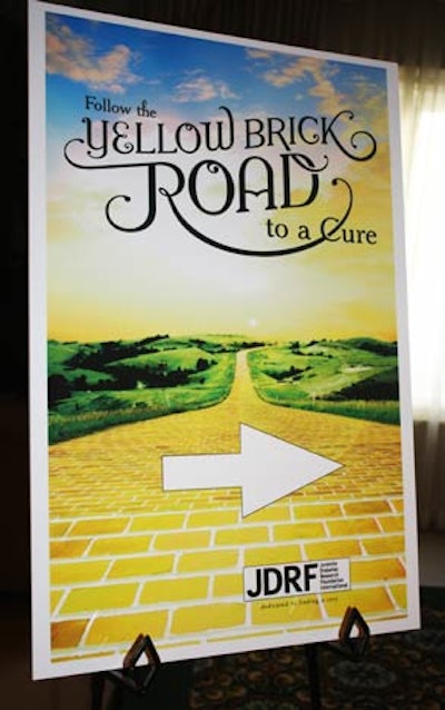 Signs throughout the Loews Portofino Bay Hotel displayed the gala's theme, 'Follow the Yellow Brick Road to a Cure.'