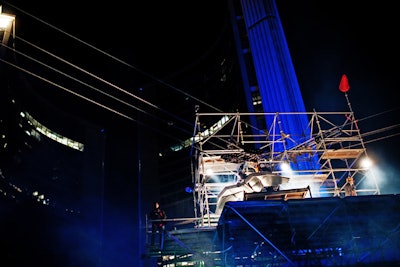 Artists Usman Haque and Natalie Jeremijenko invited art-goers to reimagine the city with a new form of public transportation. Guests lined up to fly between two sets of truss towers.