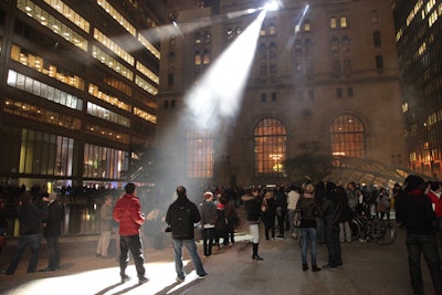 Soon turned Commerce Court into a scene from an alien movie. The sound of helicopters and strange noises filled the space and spotlights followed individuals.