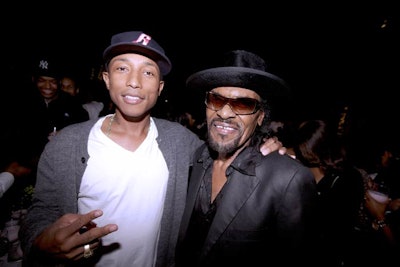 Celebrities like Chuck Brown joined host Pharrell Williams for the Qream launch party.
