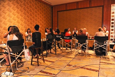 During the fashion shows, hair and makeup artists took over the hotel's function spaces.