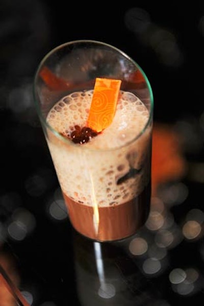 The desserts were served in portable glasses and garnished with brightly colored treats.