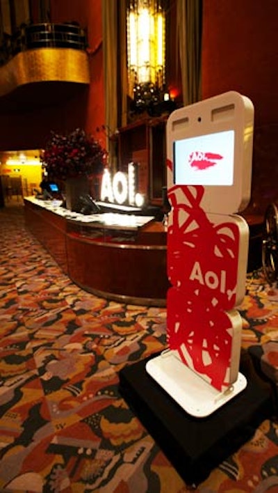 Inside Radio City Music Hall's large foyer, AOL set up photo booths from PhotoBoxi. Later in the evening, execs could have their photograph taken with some of the Radio City Rockettes.