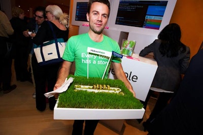 On the night of October 4, AOL hosted an open reception for Patch at the TimesCenter, serving hors d'oeuvres on themed trays.