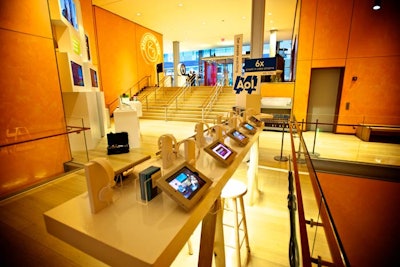 Open for the duration of Advertising Week, AOL's gallery in the TimesCenter was a platform for the media company to show off key brands and products to the thousands of conference attendees.