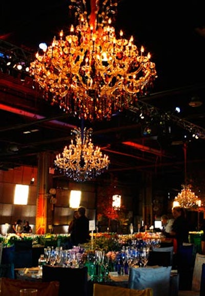 To reflect the vastness of the space, van Wyck realized the need to exaggerate all elements of the event. To wit, everything had to be bigger. 'A 36-inch chandelier would normally do, but here it had to be 72 inches to holds its own,' said the designer.