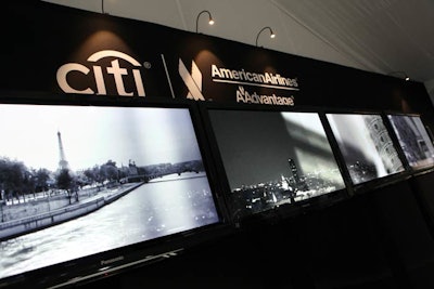 Citi and American signage in cool black and white decked the space.