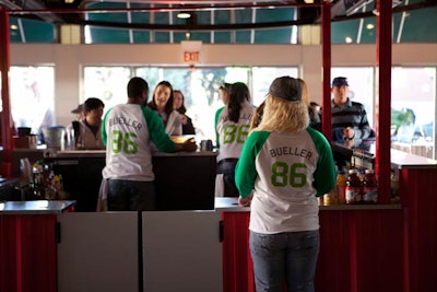 Bartenders wore T-shirts that celebrated the film and cheekily nodded to the year it was released.