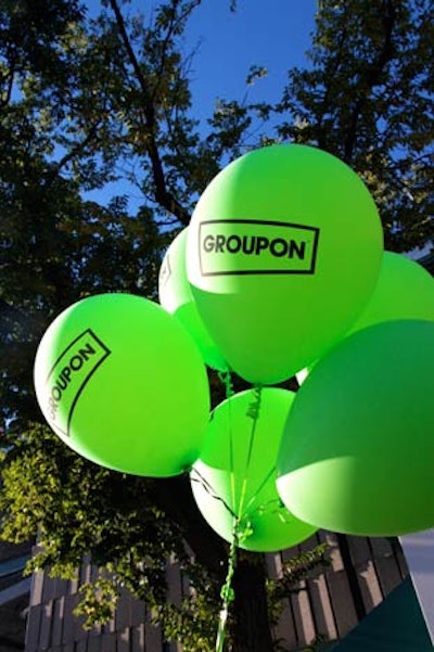 Clusters of branded balloons appeared throughout the event.