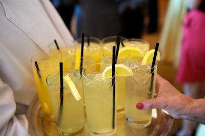 Servers passed candy-filled cocktails in the evening's signature hue.