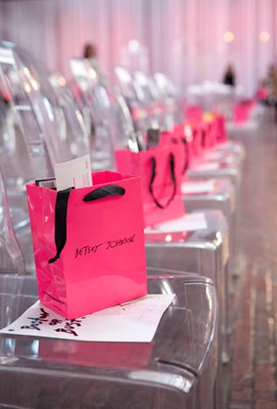V.I.P. guests got seating by the runway and gift bags.