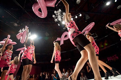 Models held pink-ribbon balloons to underscore the evening's cause.