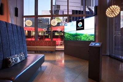 At the back of Aria, Precision Events created a media wall. Guests could select informational videos on an iPad that were then shown on a large television.