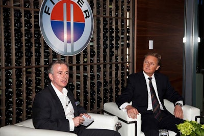 Automotive writer Mark Hacking led the discussion with Fisker C.E.O. Henrik Fisker.