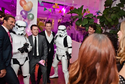 Star Wars stormtroopers circulated during the party and posed with guests.