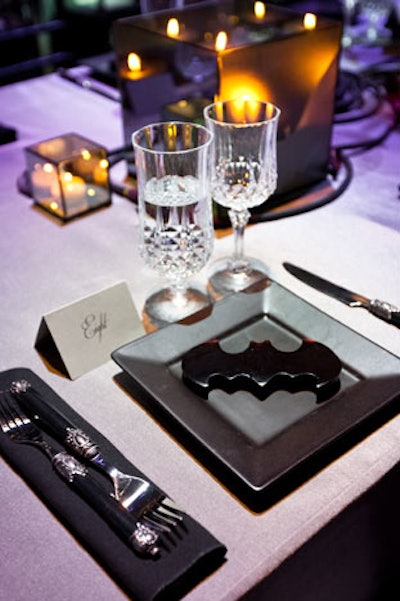 The meal began with bat-shaped raspberry gelée served with black vodka in a crystal goblet.