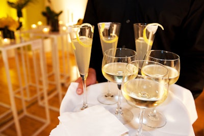 Served in trumpet flutes, the 'Le Fleur' cocktail contained elderflower liqueur with champagne bubbles and Meyer lemon.