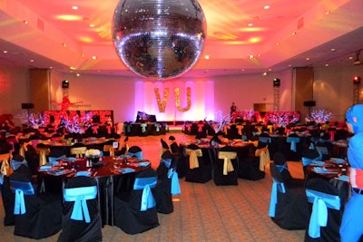 Sixth Star Entertainment and Marketing decorated the room with retro fittings like a disco ball and bold linens.