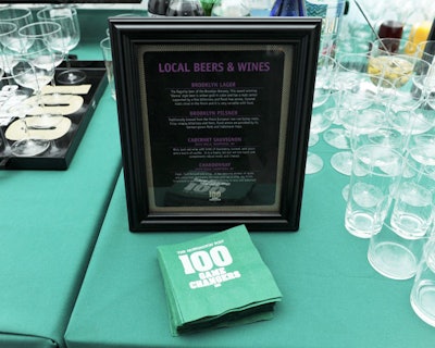 At the bars, waitstaff served local beer and wine, including the Brooklyn Brewery's Brooklyn lager and Chardonnay from Southampton winery Duckwalk.